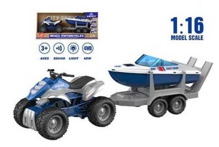 Квадроцикл WY 400 E-5 (18) звук, підсвічування, інерція, масштаб 1:16, причеп з катером, у коробці