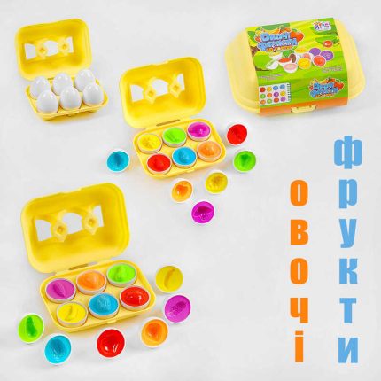 гр 3D сортер "Овочі та фрукти" 52003 (36/2) 2 види, "4FUN Game Club", "Яєчний лоток", 6 штук в коробці