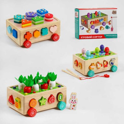 гр Ігровий сортер 22657 (24) "4FUN Game Club Wood", 3 види, у коробці