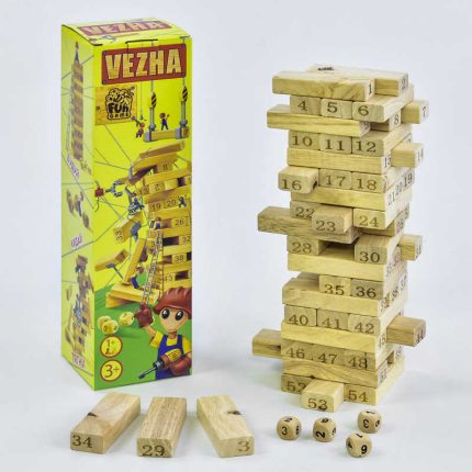 гр Дерев&apos;яна гра "Вежа" 7358 (30) 54 деталі, "4FUN Game Club Wood", в коробці
