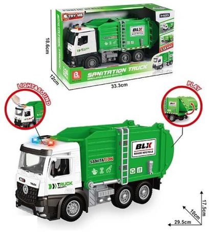Санітарна машина 23088-4 (24) свіло, звук, інерція, 1:16, гумові колеса, двері та кузов відчиняються, кермо обертається, в коробці