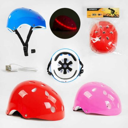 Шолом C 60075 (40) 3 кольори, підсвічування, декілька режимів, usb-дріт, окружність - 54 см, в пакеті, ВИДАЄТЬСЯ ТІЛЬКИ МІКС ВИДІВ