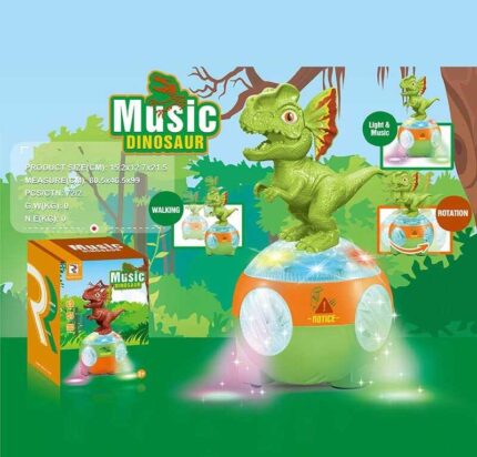 Динозавр музичний ZR 138-23 (72/2) проєктор, світло, мелодія, звукові ефекти, колесо вільного ходу, в коробці