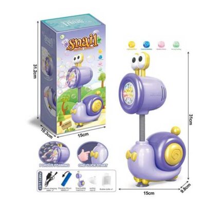 Установка з мильними бульбашками P 146 (24) “Равлик”, розмір: 15х10х31 см, акум. 3,7 V, присоски, підсвічування, 1 пляшка з розчином, USB-кабель, в коробці