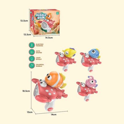 Пістолет з мильними бульбашками 507 (72) “Морські жителі”, автоматичний принцип, мильний розчин, акум. 3.7V, USB-кабель, підсвічування, в коробці, ВИДАЄТЬСЯ ТІЛЬКИ МІКС ВИДІВ