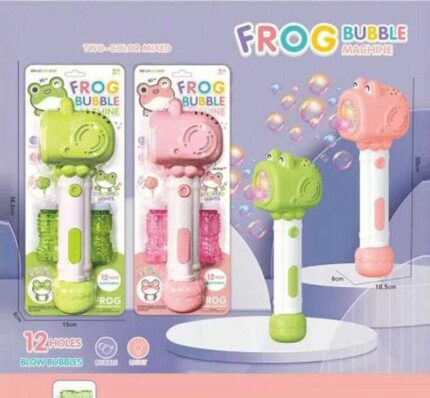 Установка з мильними бульбашками 313-1 (60/2) 2 кольори, підсвічування, автоматичний принцип, висота 29см, 12 отворів, 2 пляшечки з мильним розчином, на листі