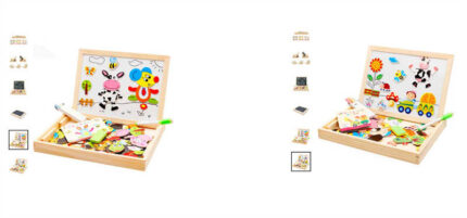 Магнітна дошка C 73286 (36) дерев’яна, фломастери, крейда, губка, магніти, в коробці