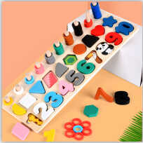 Логічна дошка C 74279 (30) дерев`яна, кілочки, цифри, кільця, форми, сортер, в коробці