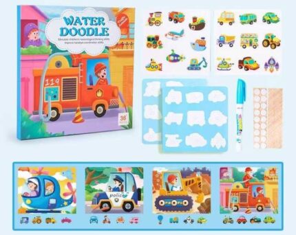 Логічна книжка C 75161 (80) транспорт, картки на липучках, водна розмальовка, водний маркер, сортер, в плівці