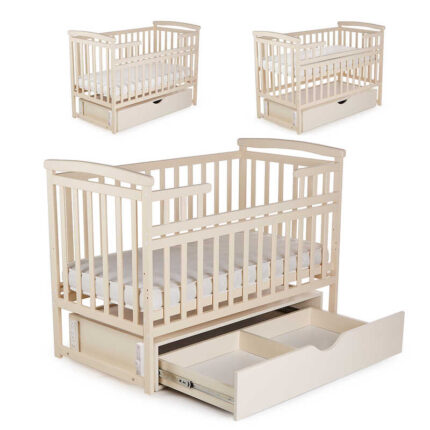 гр Ліжечко "Трансформер" колір - ваніль, з шухлядою DS-102 (1) маятниковий механізм