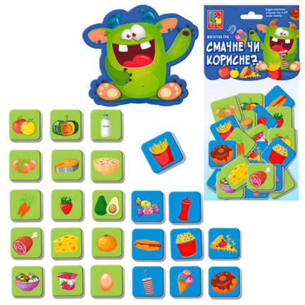гр Гра магнітна "Смачне та корисне" (укр) VT 5900-06 (5)  "Vladi Toys", 24 магніти, у пакеті