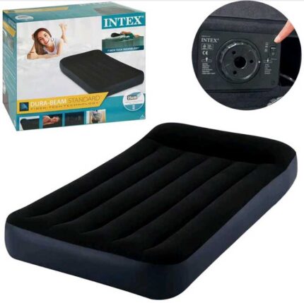 Intex Велюр матрац з підголовником 64146 ND (3) 99х191х25см, із вбудованим насосом 220 V, одномісний, максимальне навантаження 136кг