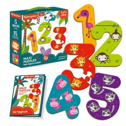 гр Maxi puzzle "Fisher Price. Мої перші цифри" VT1711-07 укр (12) "Vladi Toys", 15 елементів, в коробці