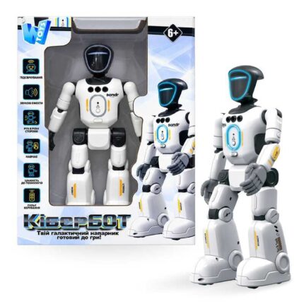 Робот КіберБот 38158 (18) "WToys" ОЗВУЧУВАННЯ УКРАЇНСЬКОЮ МОВОЮ, підсвічування, навчає, рух в різні сторони, пульт керування, в коробці